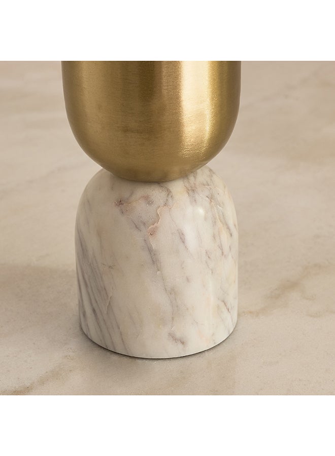 Home Box Decorative Pillar Candle Holder Gold and White - Image 4